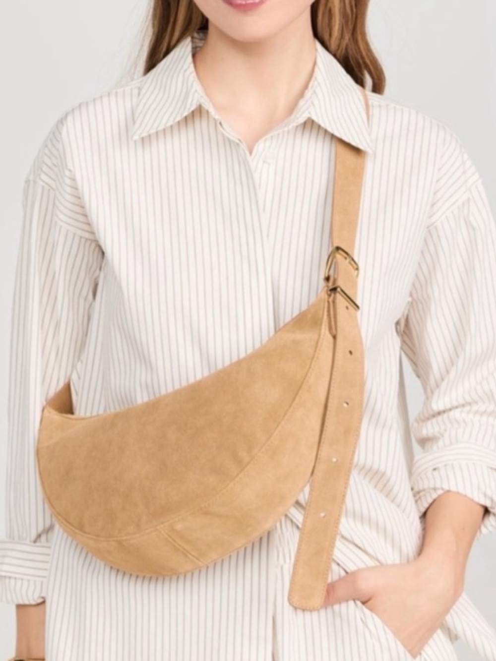 NWT Madewell The Essential Sling Bag Suede Tan - Picture 2 of 2